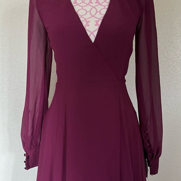 Lulu's My Whole Heart Long Sheer Button Sleeve Maxi Wrap Dress - Picture 4 of 15